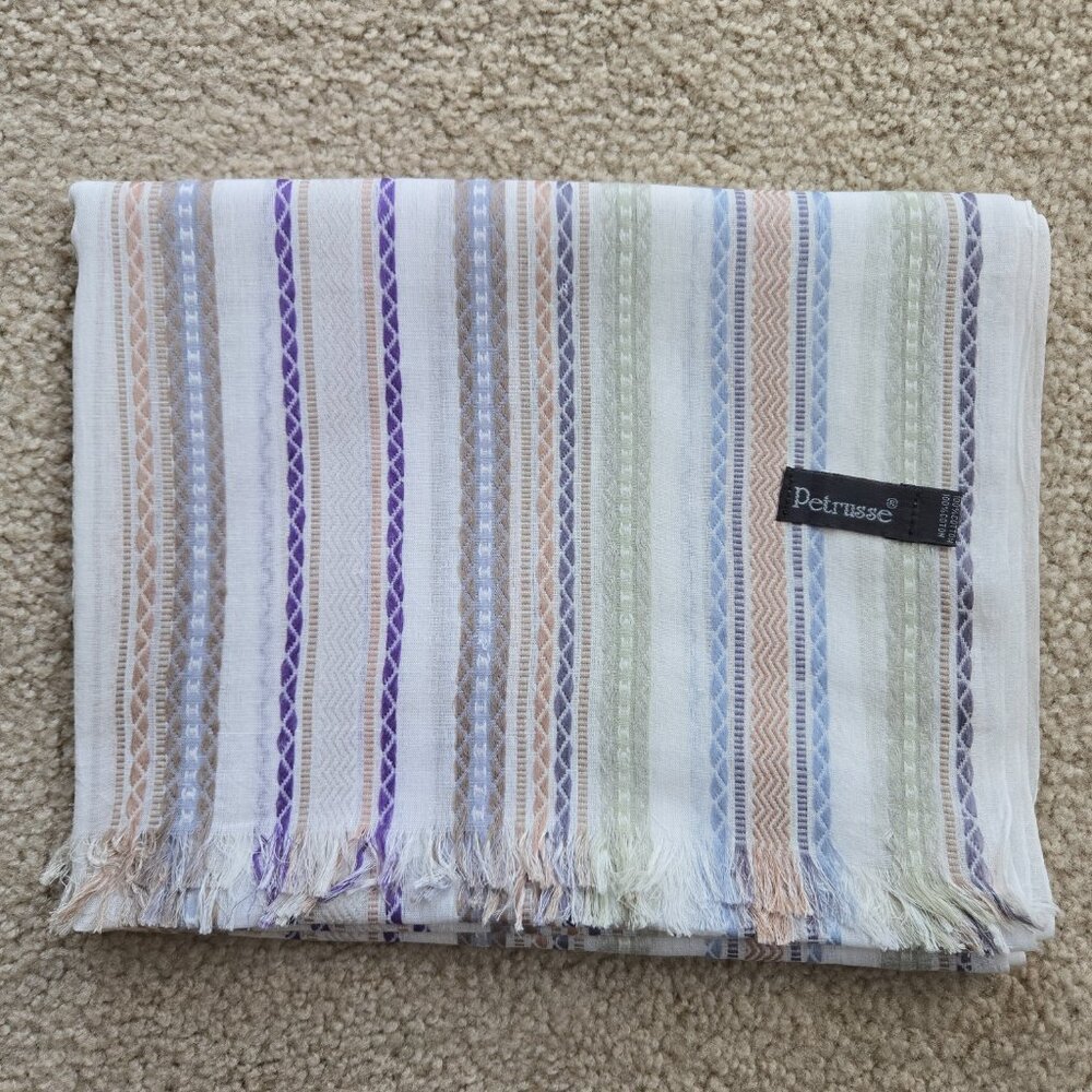 NWOT Petrusse Embroidered Lightweight Summer Scarf Cotton Paris - Picture 12 of 13